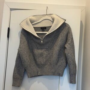 Banana Republic Gray and Cream Turtleneck Sweater